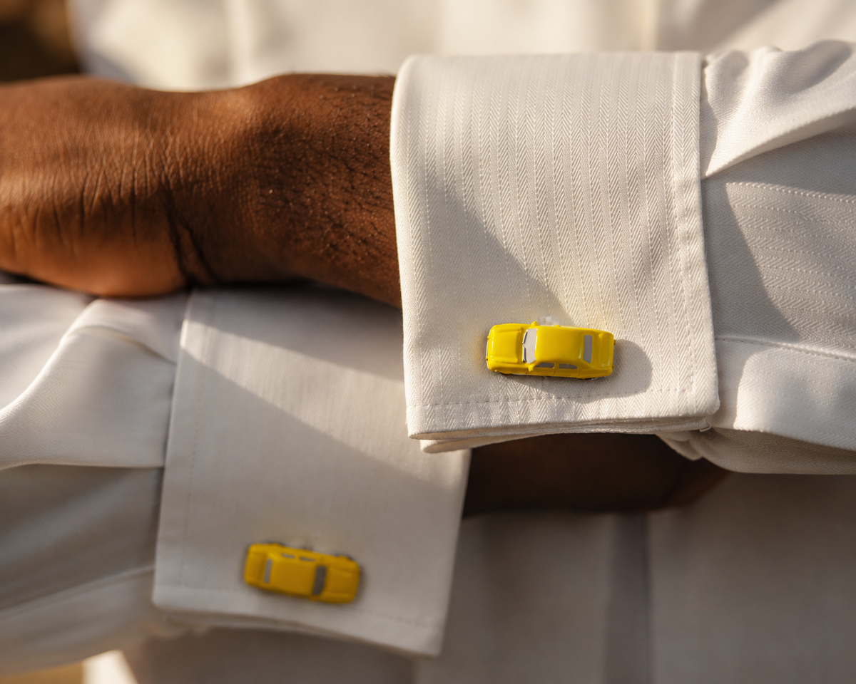DESTINY- PEUGEOT 504 MUSTARD YELLOW CUFFLINKS