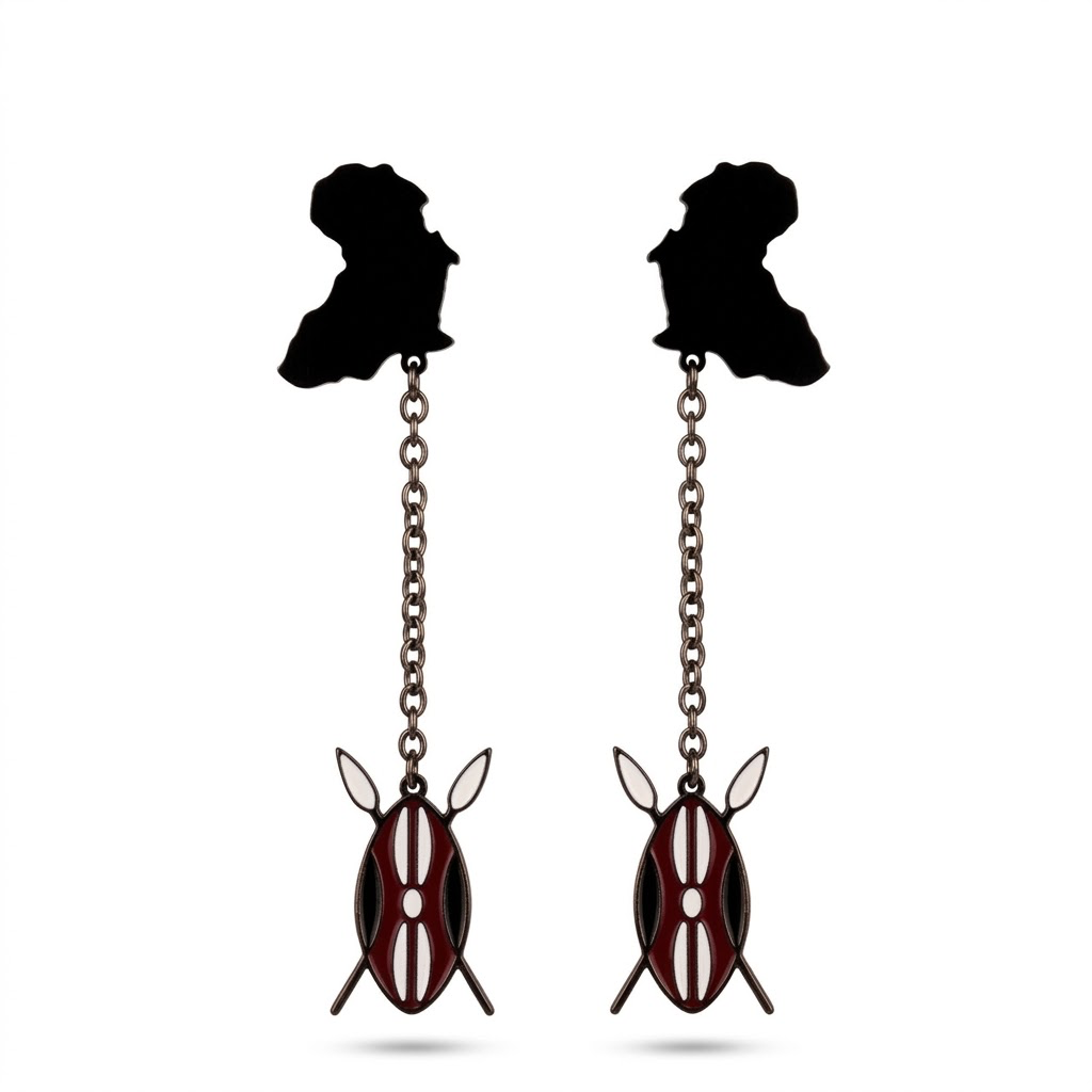 AFRICA LIBERTY MATTE BLACK DROP EARRING