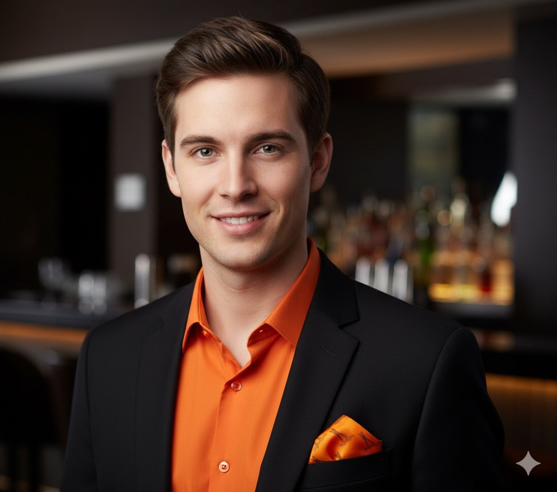 FITI LEKKOYI ORANGE POCKET SQUARE