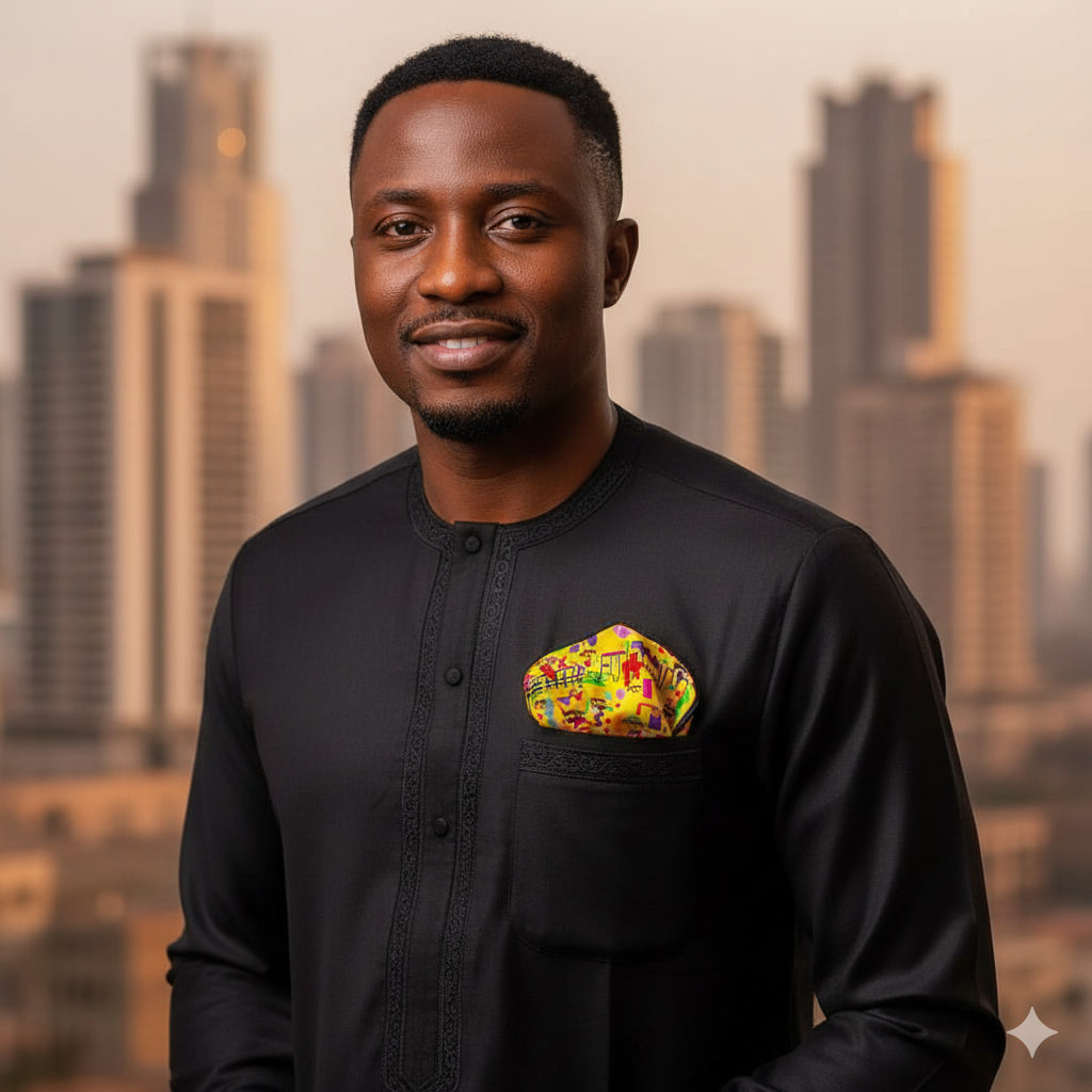 GRAFFITI LAGOSA YELLOW POCKET SQUARE