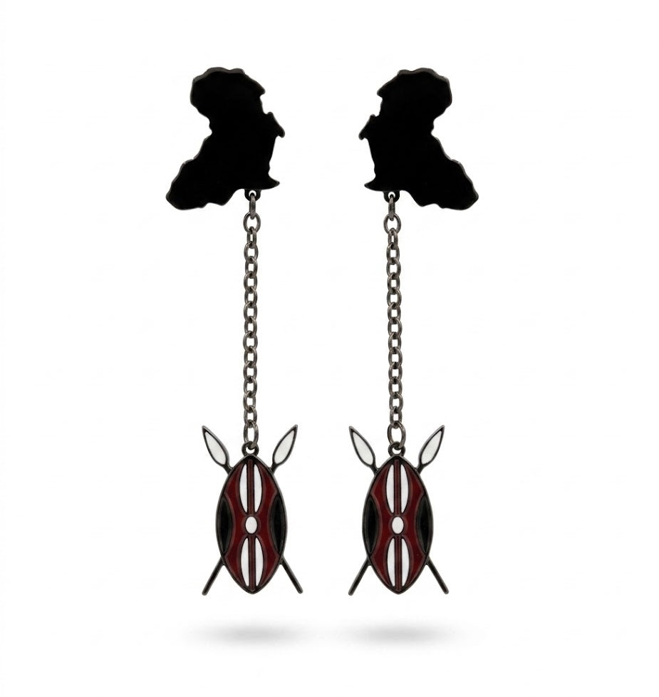 AFRICA LIBERTY GLOSSY BLACK DROP EARRING