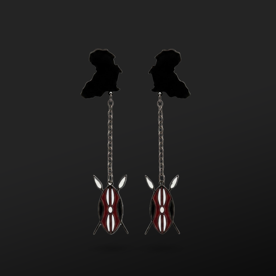 AFRICA LIBERTY GLOSSY BLACK DROP EARRING