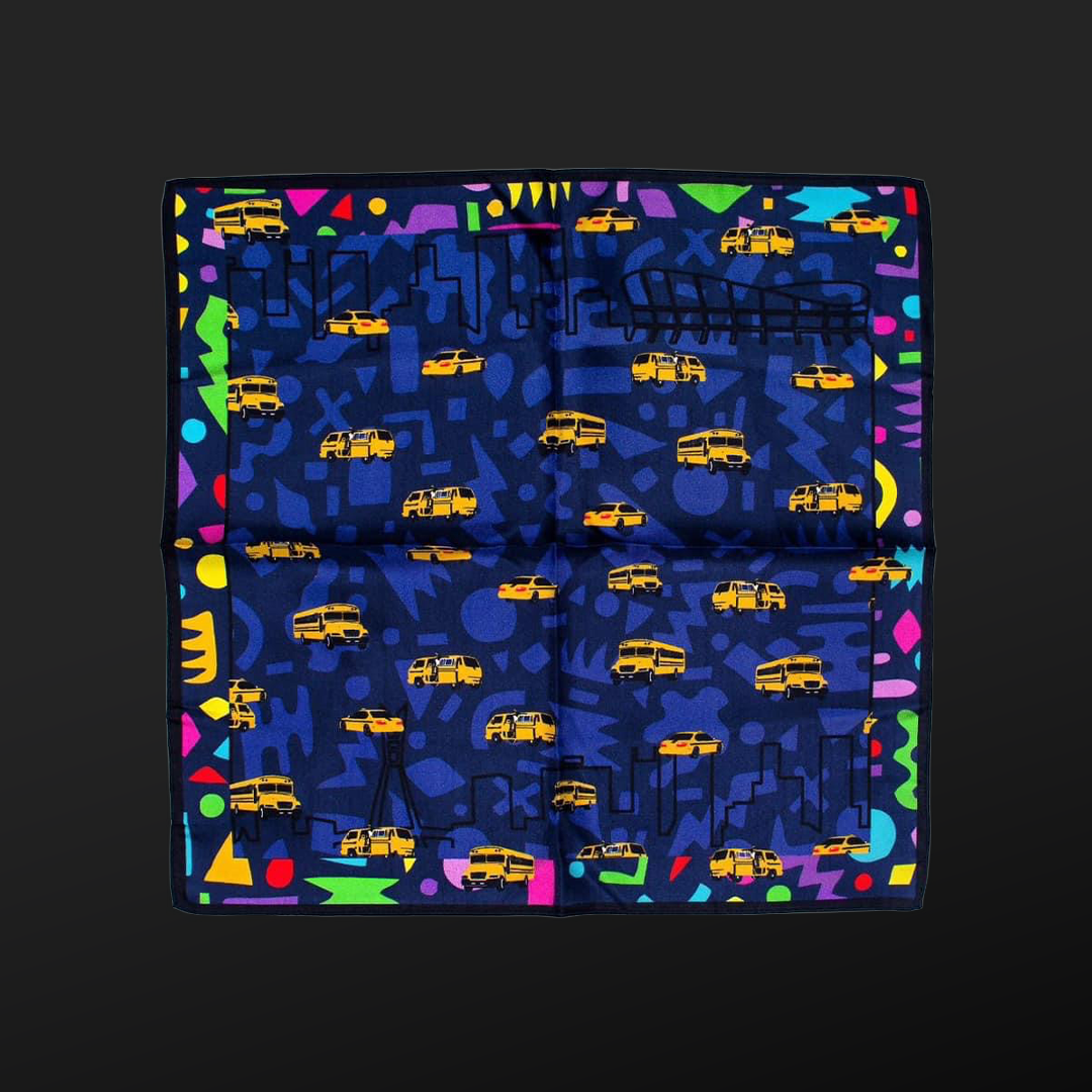FITI ICONIC SKYLINE BLUE POCKET SQUARE